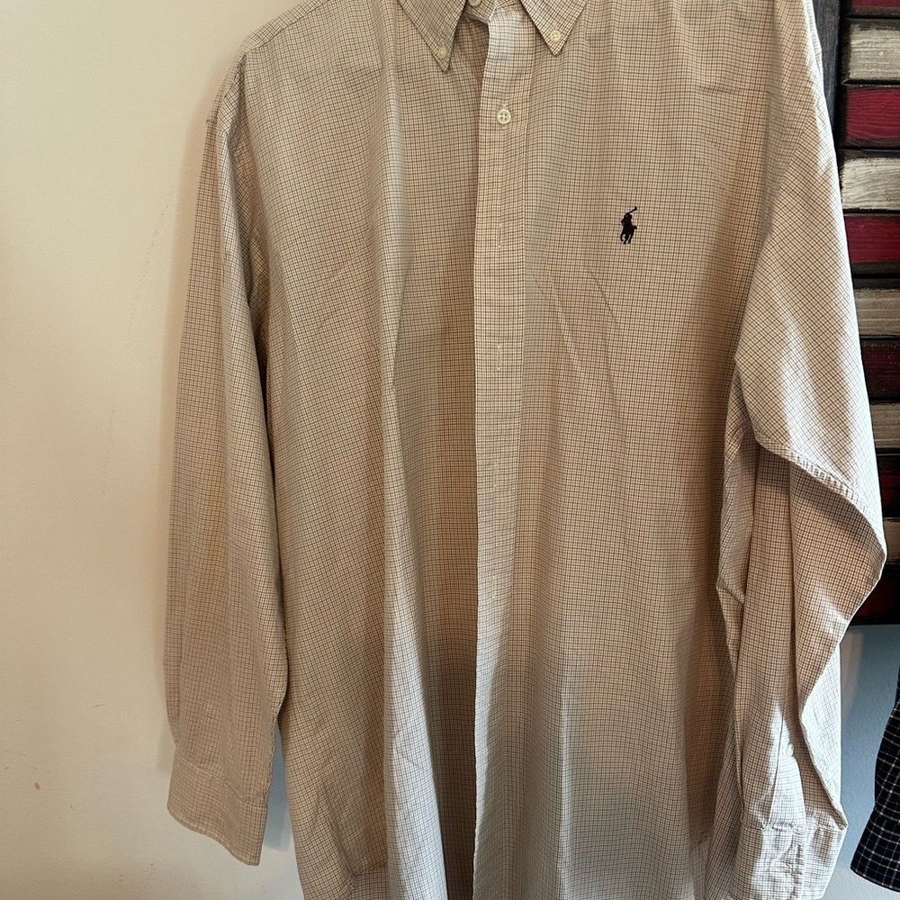 Ralph Lauren Tan Casual Button Down Shirt Classic Cotton​